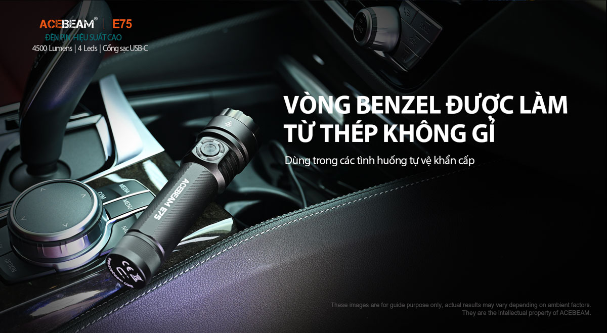 Đèn pin ACEBEAM E75 độ sáng 4500 lumen chiếu xa 260m pin 21700 5000mAh cổng sạc USB-C