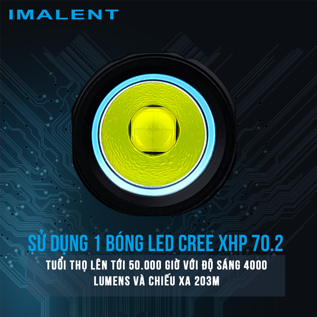 Đèn pin mini IMALENT LD70 độ sáng 4000 lumen tầm chiếu xa 203m pin 18350 sạc nam châm