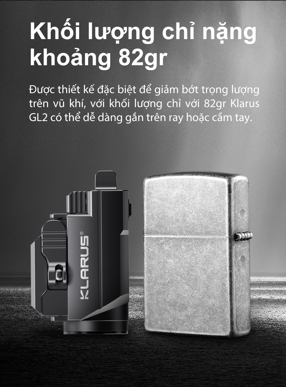 Đèn pin đặc chủng KLARUS GL2 sáng 1000 lumen tích hợp laser xanh lá pin 400mAh