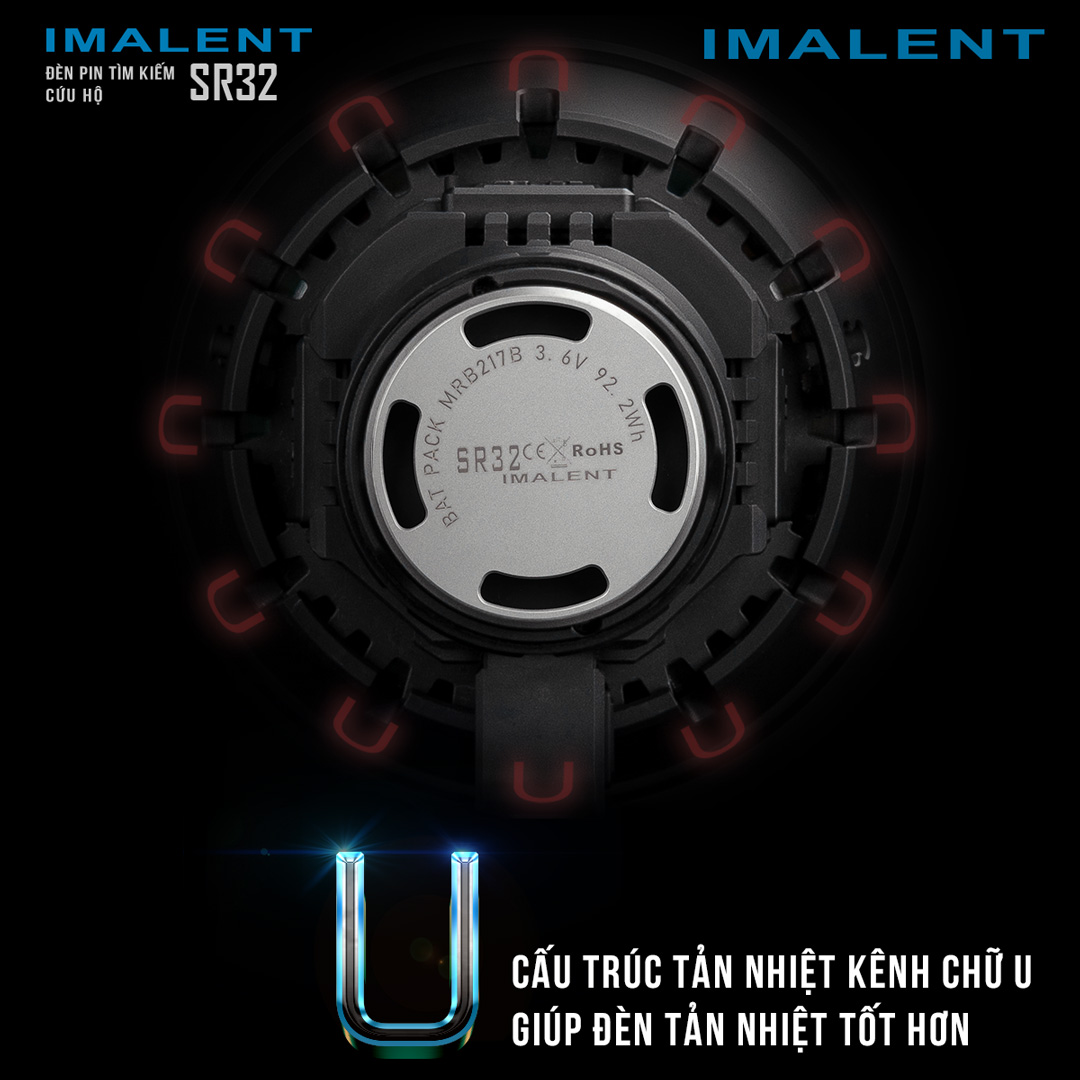 Đèn pin IMALENT SR32 sáng 120.000lm chiếu xa 2.080m 32 LED XHP50.3 sạc USB-C kiêm Powerbank