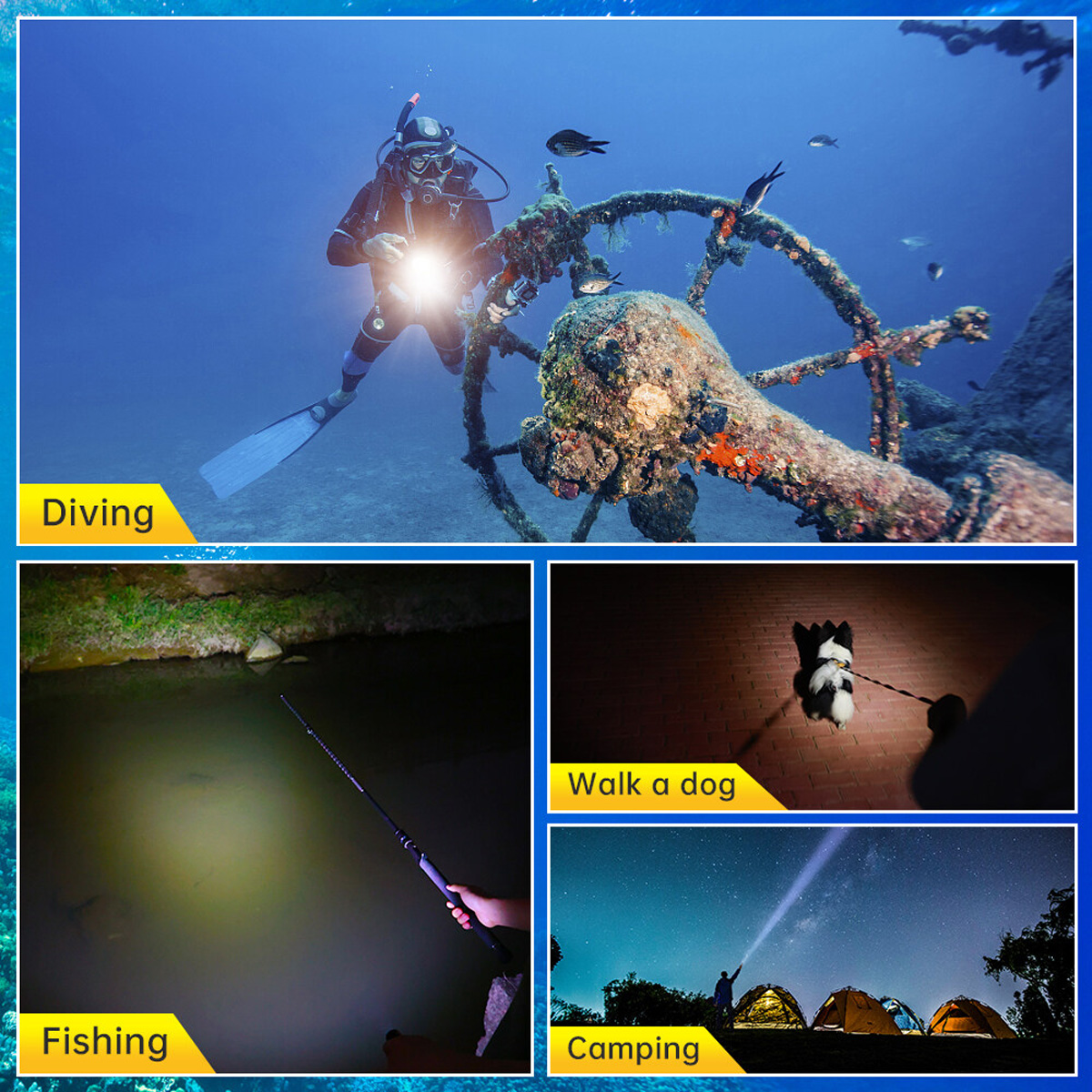 Đèn lặn SOFIRN SD09 sáng 3400 lumen chiếu xa 375m pin 21700 (pin sạc kèm theo)