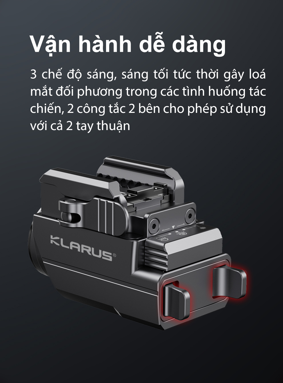 Đèn pin đặc chủng KLARUS GL2 sáng 1000 lumen tích hợp laser xanh lá pin 400mAh