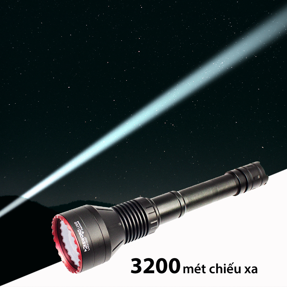 Đèn laser trắng MAXTOCH L2KD tầm chiếu siêu xa 3200m độ sáng 650 lumen sử dụng 2 pin Li-ion 21700 5000 mAh kèm theo