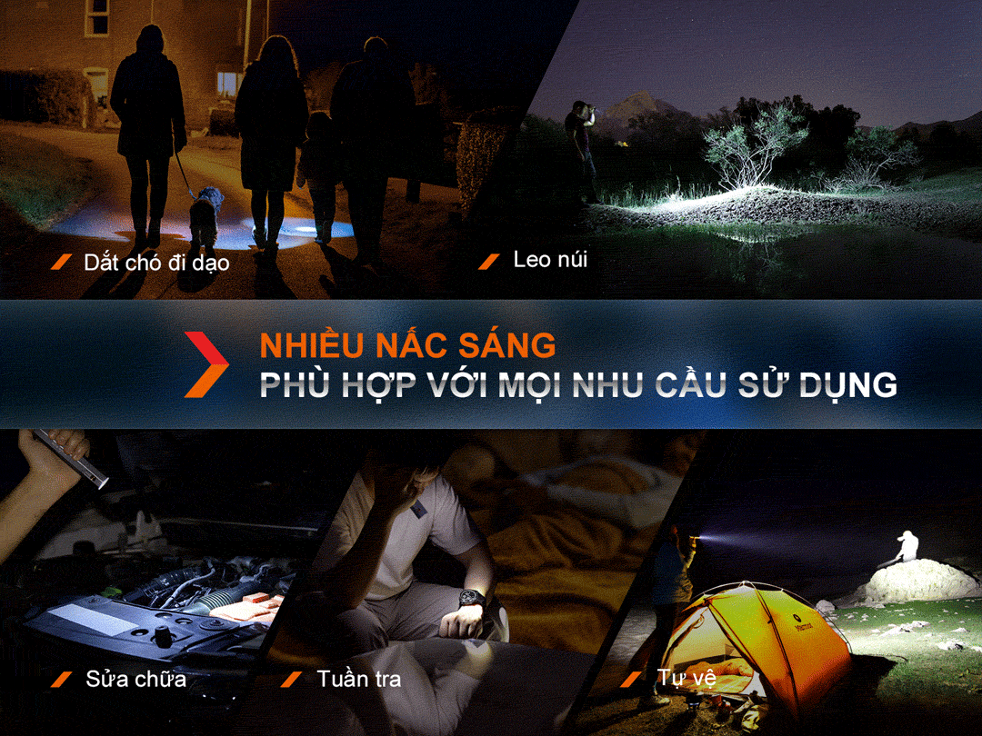 Đèn pin FENIX E-CP độ sáng 1600 lumen tầm xa 222m cổng sạc USB C chức năng Power Bank