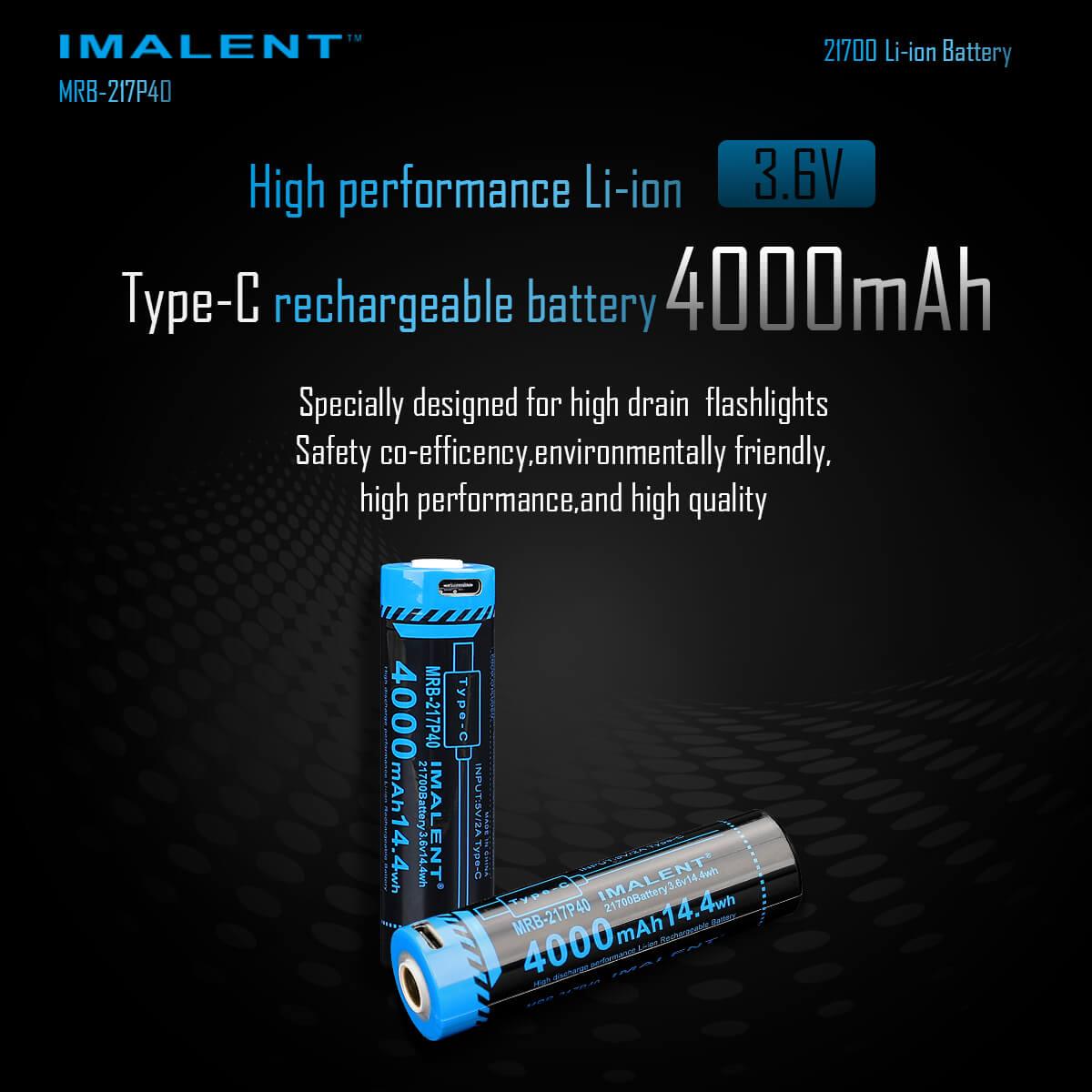 Pin sạc IMALENT MRB-217P40 dung lượng 4000mAh có cổng sạc