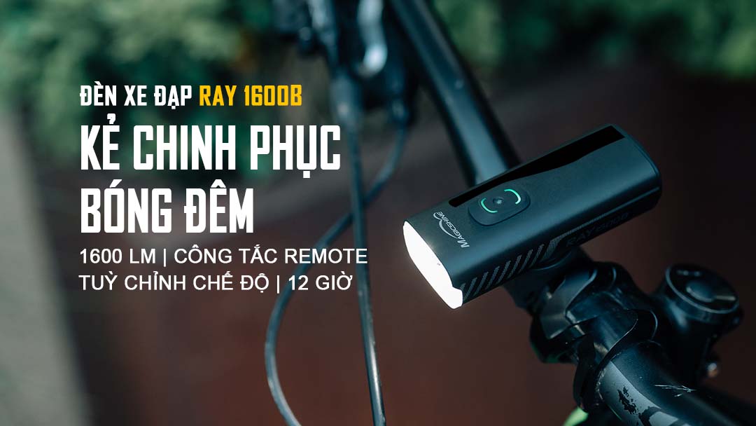Đèn xe đạp MAGICSHINE RAY 1600B sáng 1600 lumen tương thích App điện thoại công tắc remote không dây USB-C powerbank