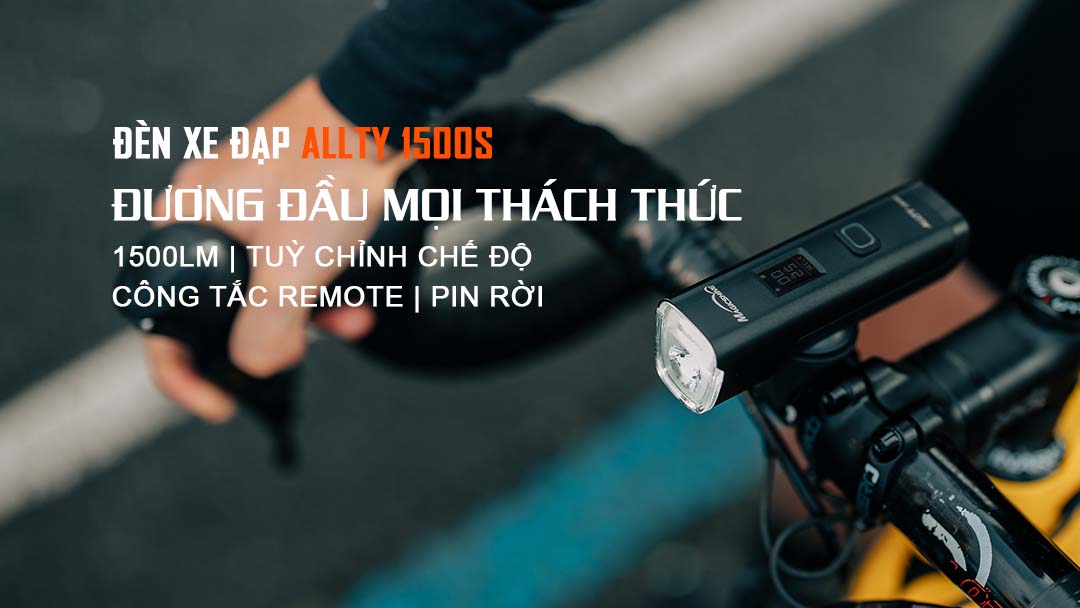Đèn xe đạp MAGICSHINE ALLTY 1500s sáng 1500 lumen pin 5000mAh màn hình OLED công tắc remote