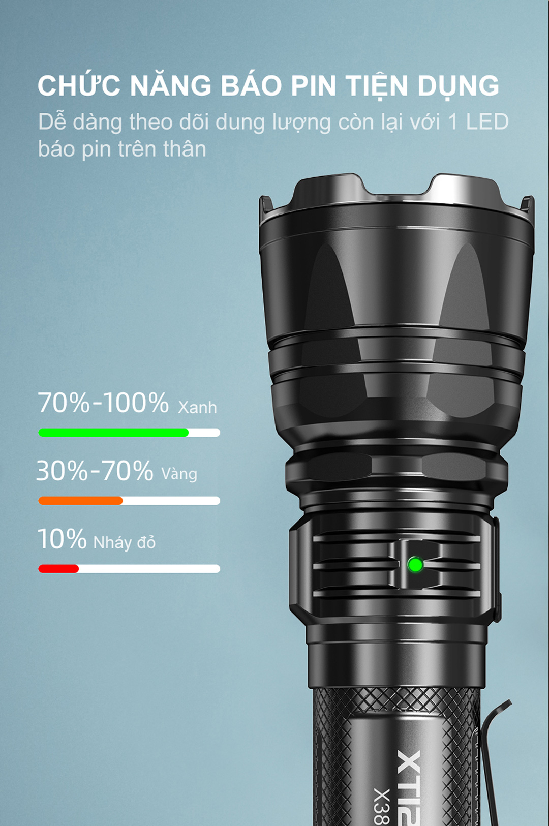 Đèn pin phản ứng nhanh KLARUS XT12GT Pro sáng 1600 lumen chiếu xa 850m kèm pin 21700 5000mAh sạc USB-C