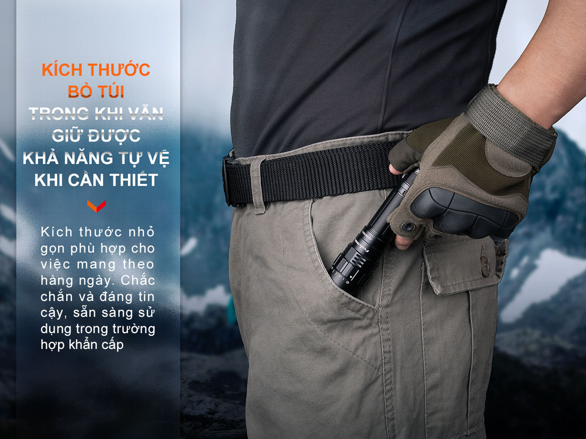 Đèn pin FENIX PD40R V3.0 sáng 3000lm chiếu xa 500m sạc USB-C pin 21700 5000mAh