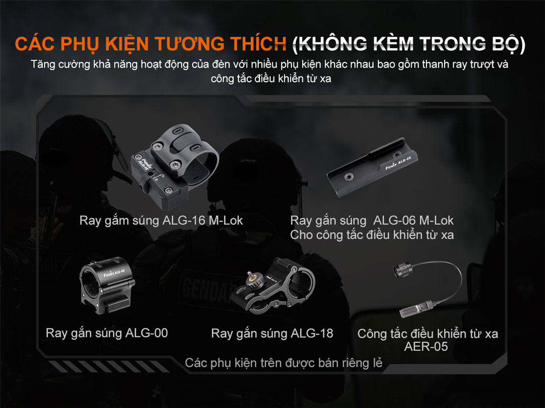 Đèn pin phản ứng nhanh FENIX HT32 sáng 2500 lumen chiếu xa 640m pin sạc 21700 5000mAh kèm theo
