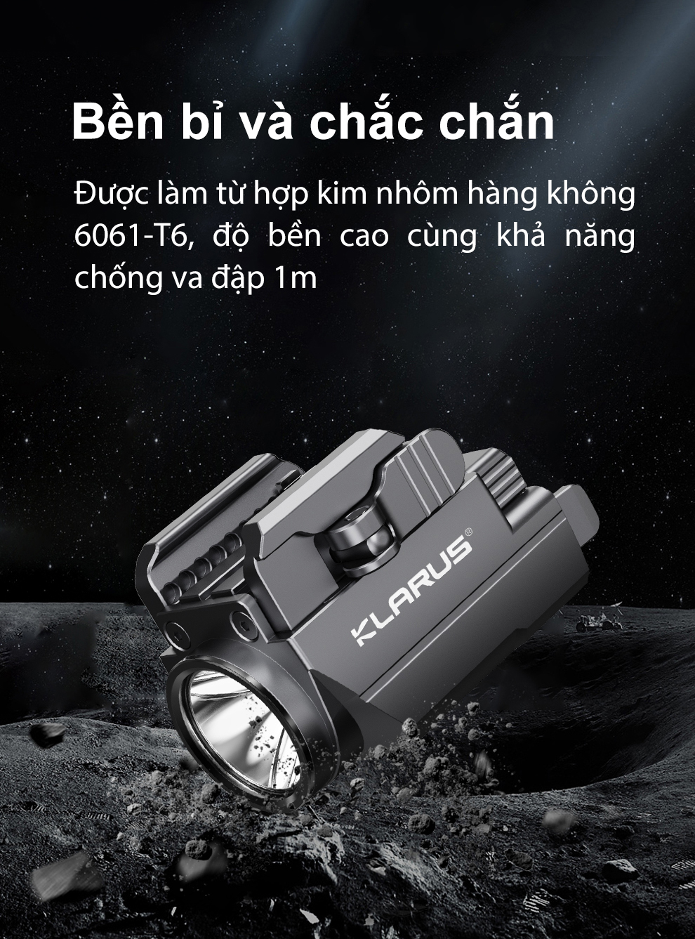 Đèn pin đặc chủng KLARUS GL2 sáng 1000 lumen tích hợp laser xanh lá pin 400mAh
