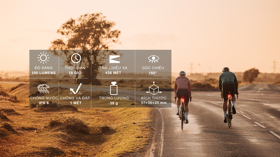 Magicshine SEEMEE 100AD độ sáng 100 lumen, chiếu xa 438m, thời lượng pin 18 giờ, góc chiếu 180°, chống nước IPX6, nặng 38g