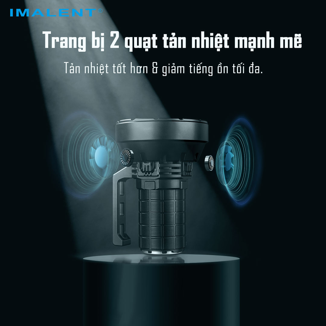 Đèn pin siêu sáng IMALENT SR16 sáng 55.000 lumen chiếu xa 1715m pack 4 pin 21700 tổng 16.000mAh sạc DC