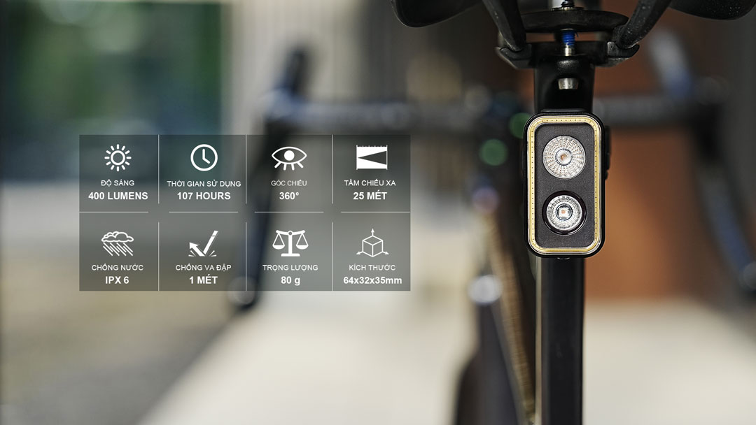 Đèn hậu xe đạp MAGICSHINE SEEMEE 400 độ sáng 400 lumen pin 1600mAH hỗ trợ ANT+