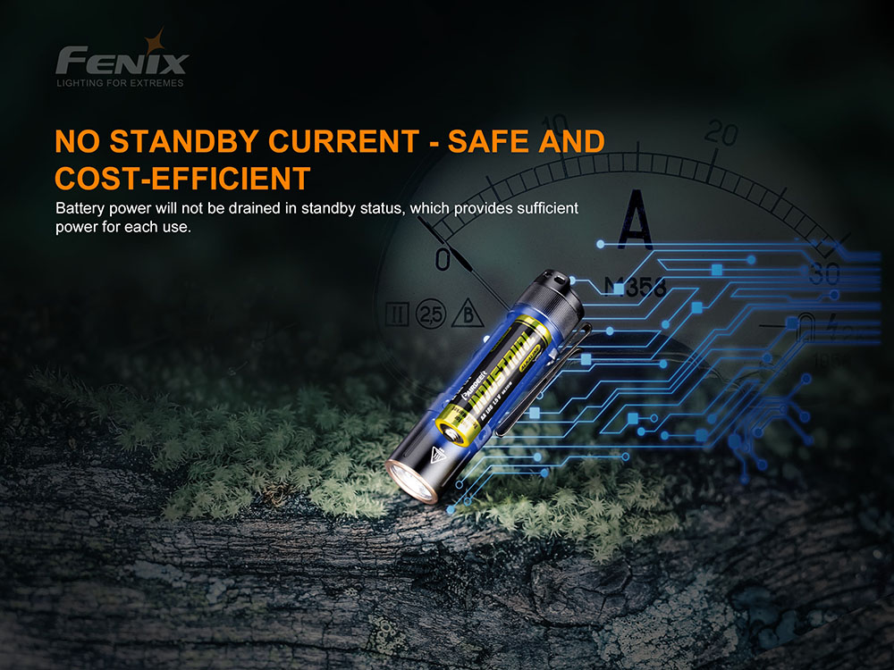 FENIX E12 V2 đảm bảo pin không bị hao khi không sử dụng