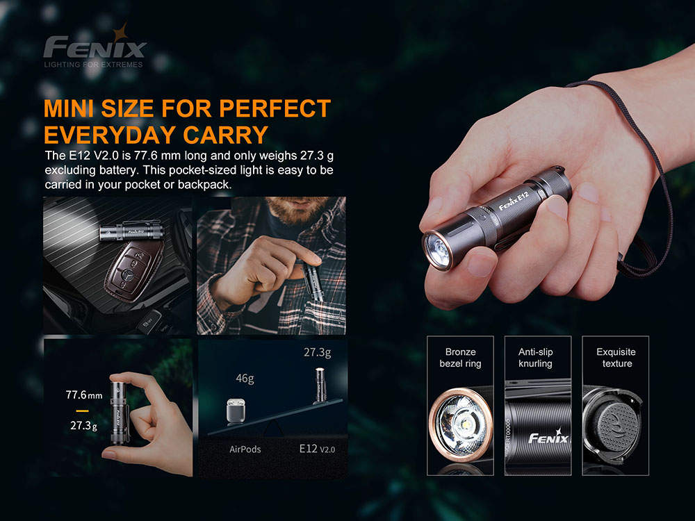 FENIX E12 V2 có kích cỡ nhỏ gọn