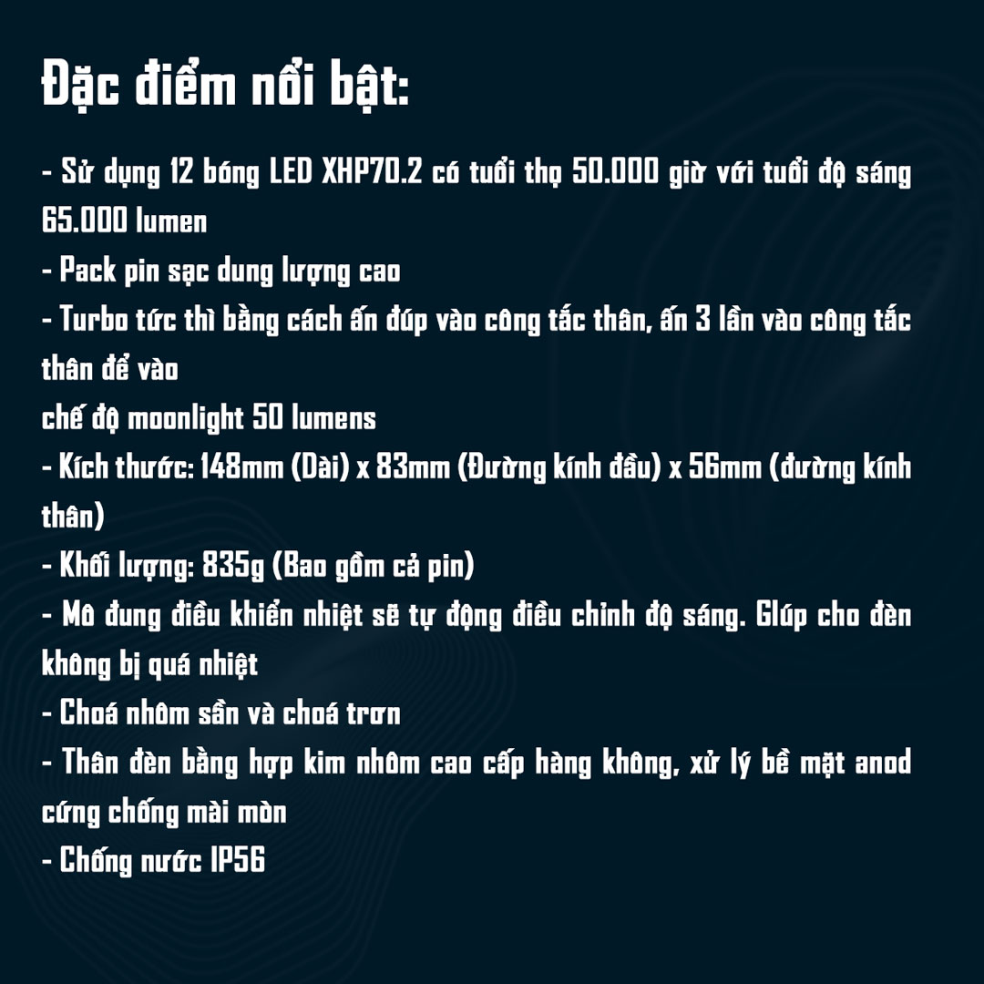 Đèn pin IMALENT MS12 Mini C sáng 65.000 lumen chiếu xa 1036m sạc USB-C Powerbank