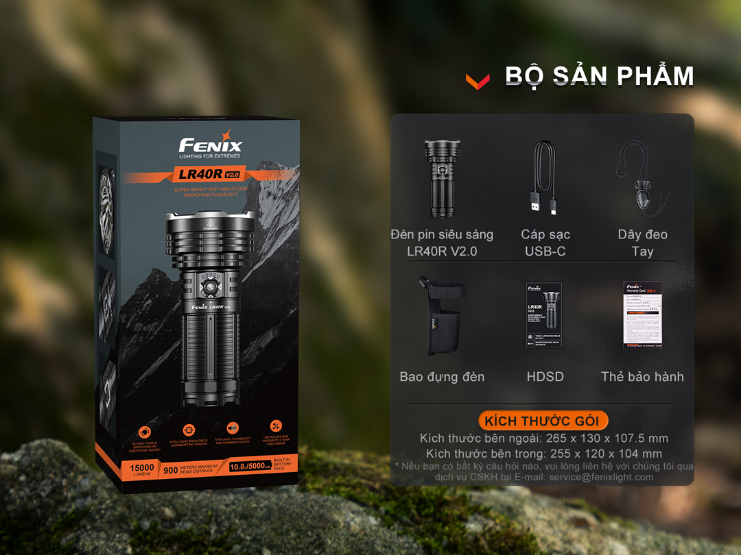 Đèn pin tìm kiếm cứu nạn FENIX LR40R V2.0 độ sáng 15.000 lumen chiếu xa 900m