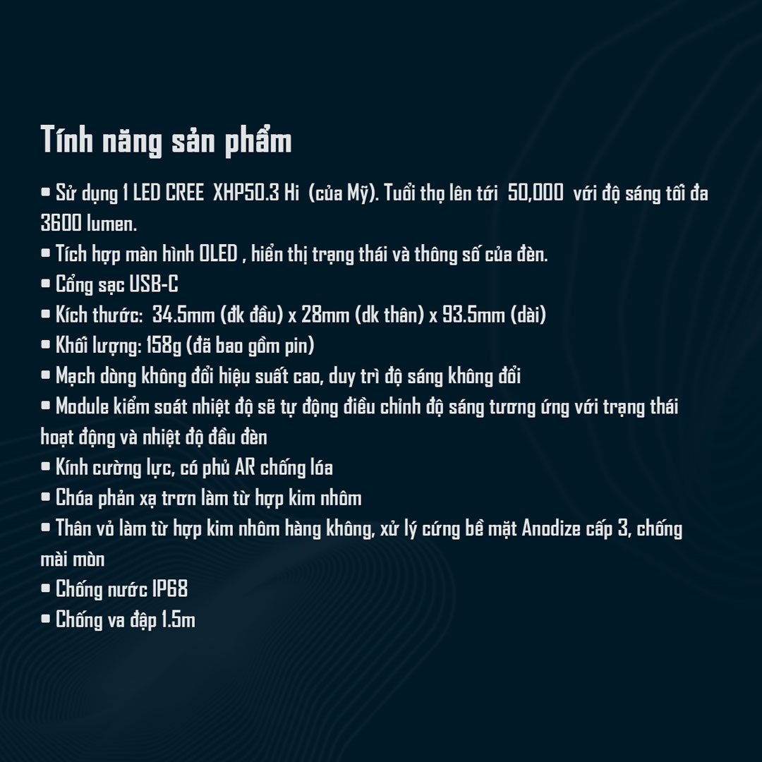 Đèn pin EDC IMALENT BL50 tia UV 365nm sáng 3.600 lumen chiếu xa 428m pin dung lượng 3000mAh sạc USB-C