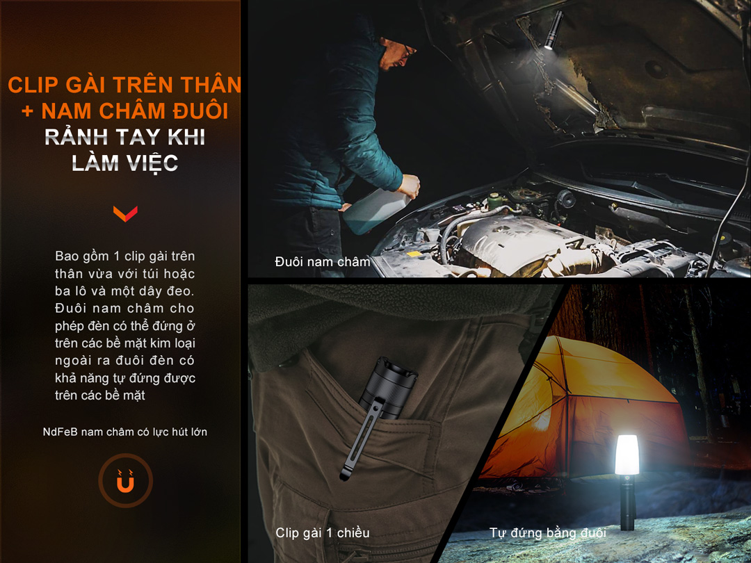 Đèn pin FENIX E35R độ sáng 3100lm chiếu xa 260m pin 21700 sạc USB C đuôi nam châm