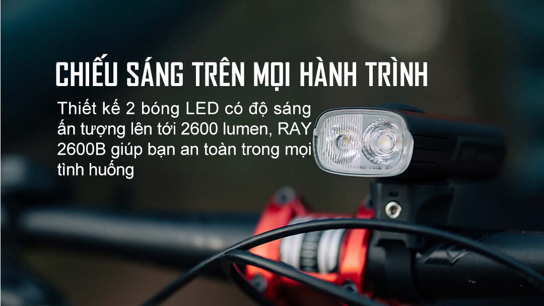Đèn xe đạp MAGICSHINE RAY 2600B sáng 2600 lumen tương thích với điện thoại công tắc remote không dây pin 6700mAh USB-C Powerbank
