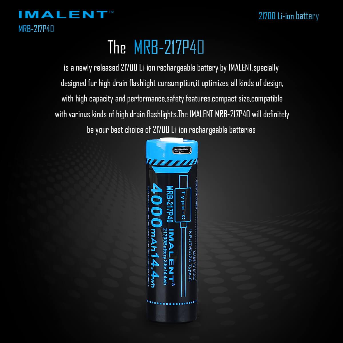 Pin sạc IMALENT MRB-217P40 dung lượng 4000mAh có cổng sạc