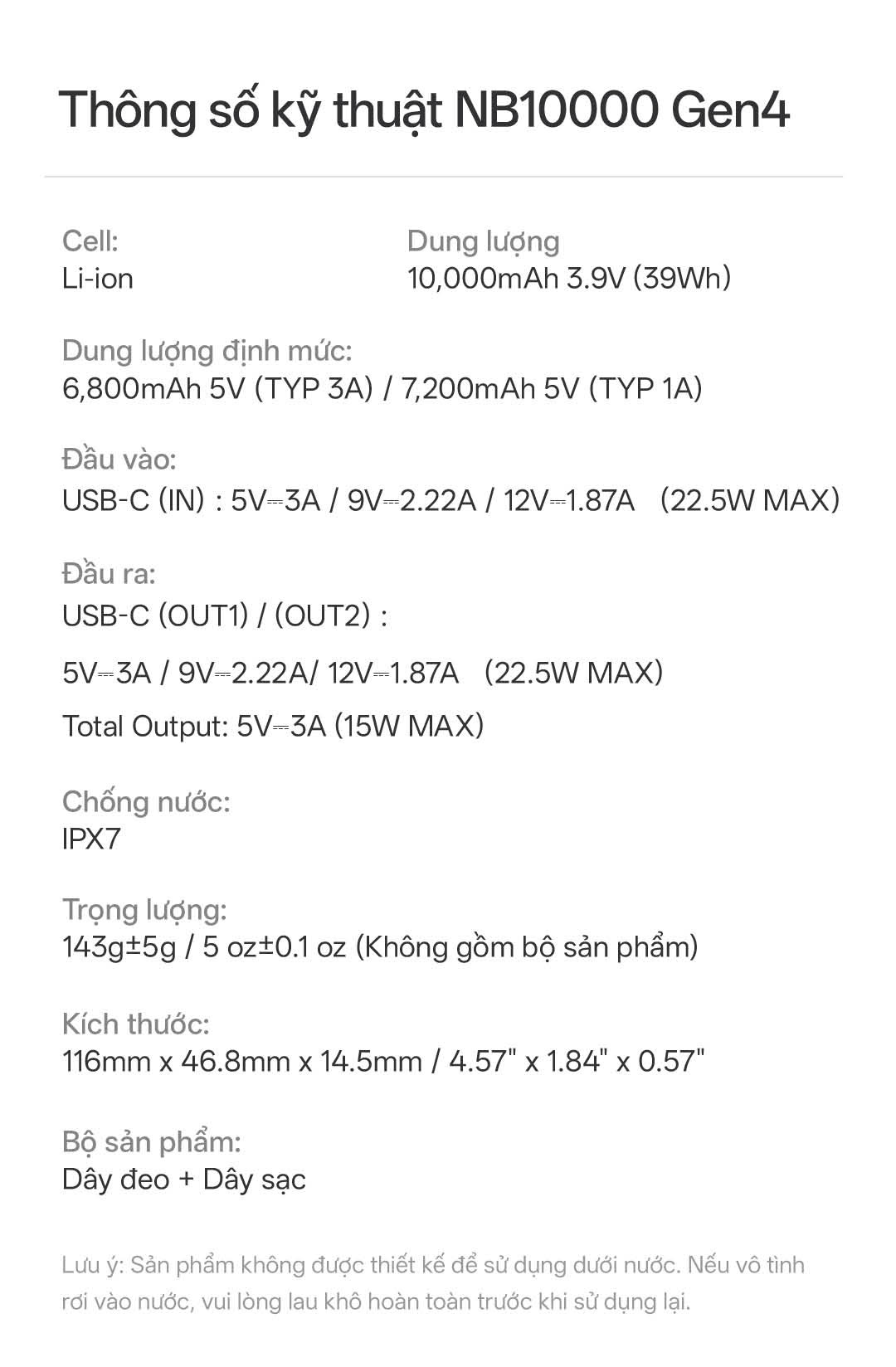 Sạc dự phòng NITECORE NB10000 Gen 4 10000 mAh sợi carbon siêu nhẹ chống nước, đèn sạc RGB