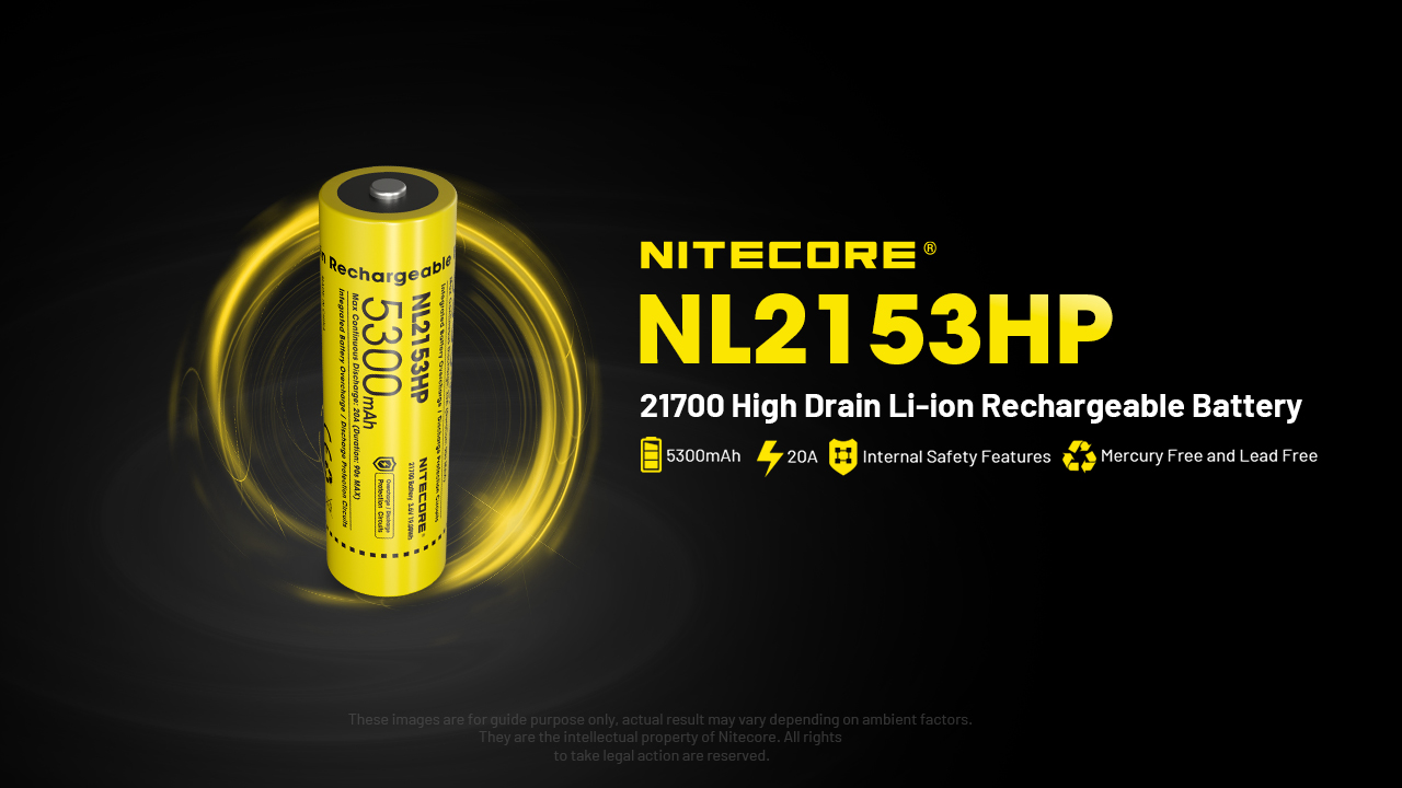 Pin sạc NITECORE NL2153HP loại 21700 dung lượng 5300mAh dòng xả tối đa 20A