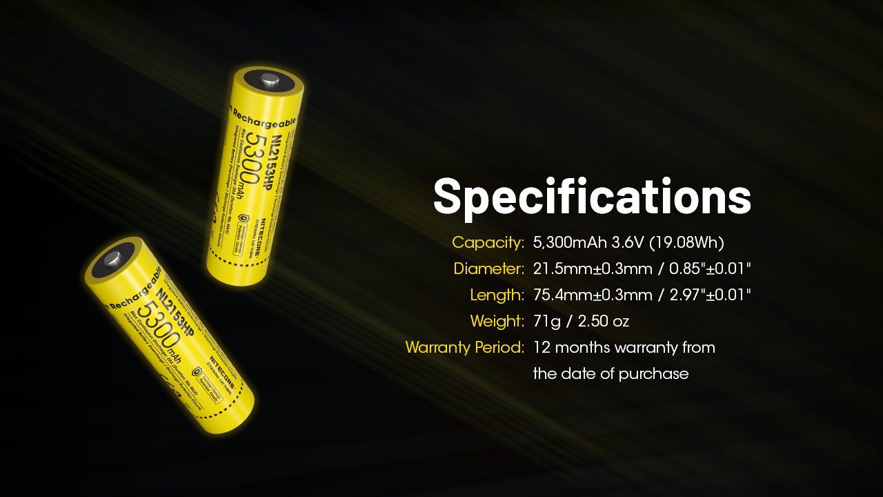 Pin sạc NITECORE NL2153HP loại 21700 dung lượng 5300mAh dòng xả tối đa 20A