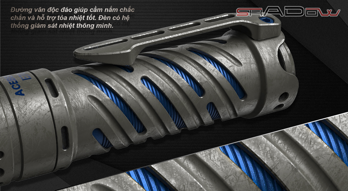 Đèn pin ACEBEAM E70 Titanium độ sáng 4000lumen chiếu xa 240m pin 21700 USB-C