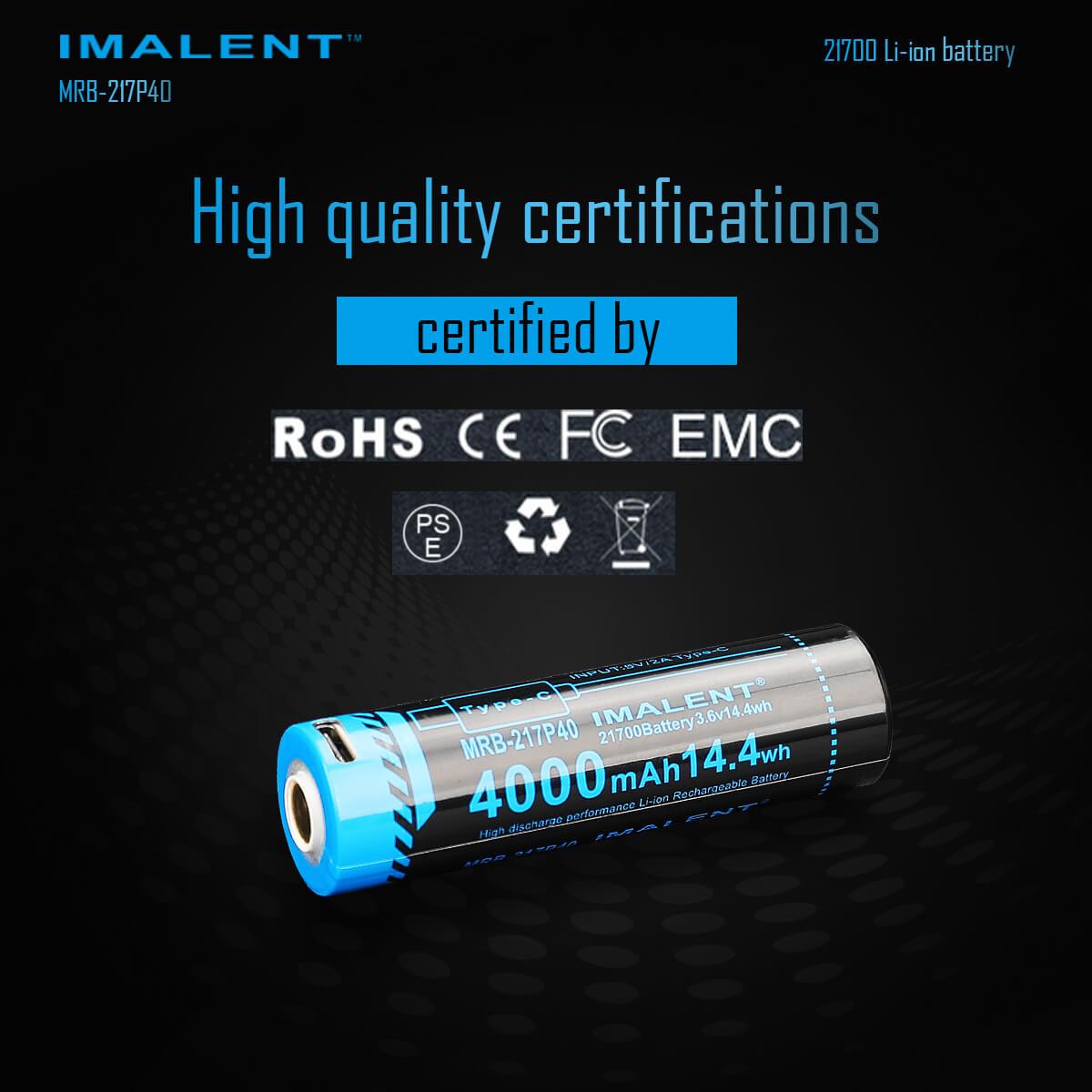 Pin sạc IMALENT MRB-217P40 dung lượng 4000mAh có cổng sạc