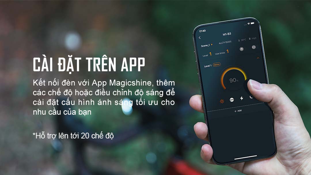 Đèn xe đạp MAGICSHINE ALLTY 1500s sáng 1500 lumen pin 5000mAh màn hình OLED công tắc remote