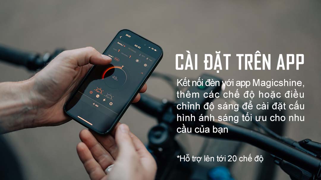 Đèn xe đạp MAGICSHINE RAY 2600B sáng 2600 lumen tương thích với điện thoại công tắc remote không dây pin 6700mAh USB-C Powerbank