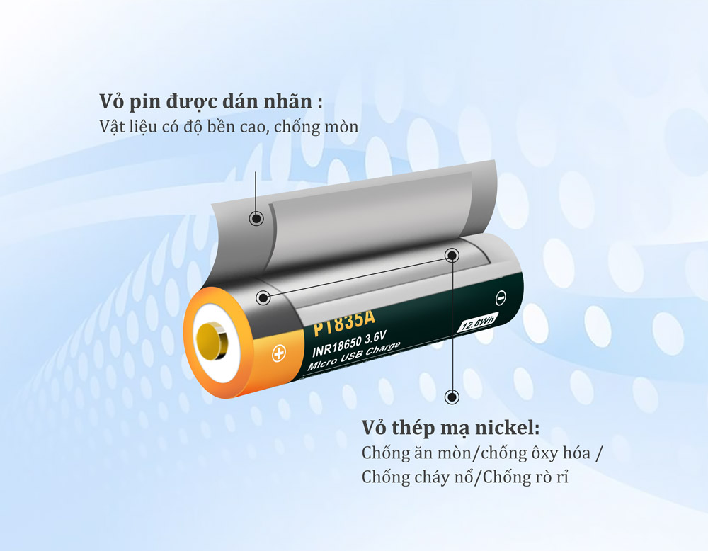 Pin sạc VAPCELL P1835A dung lượng 3500mAh dòng xả 10A có bảo vệ sạc USB