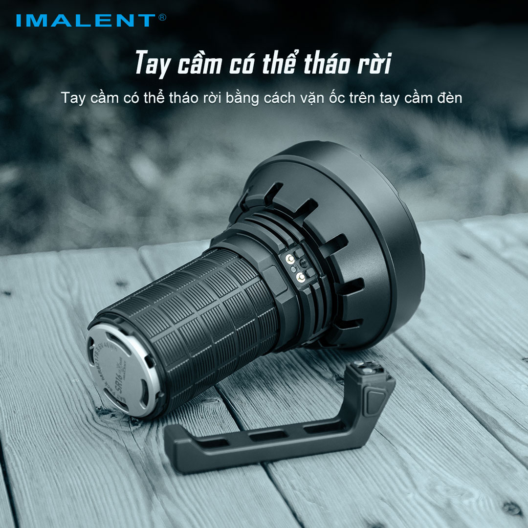 Đèn pin siêu sáng IMALENT SR16 sáng 55.000 lumen chiếu xa 1715m pack 4 pin 21700 tổng 16.000mAh sạc DC