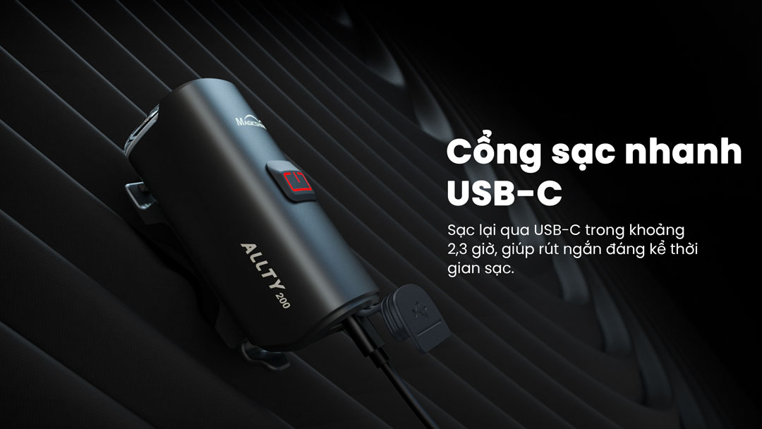 Đèn xe đạp MAGICSHINE ALLTY 200 sáng 200 lumen chiếu xa 65m pin 900mAh cổng sạc USB-C