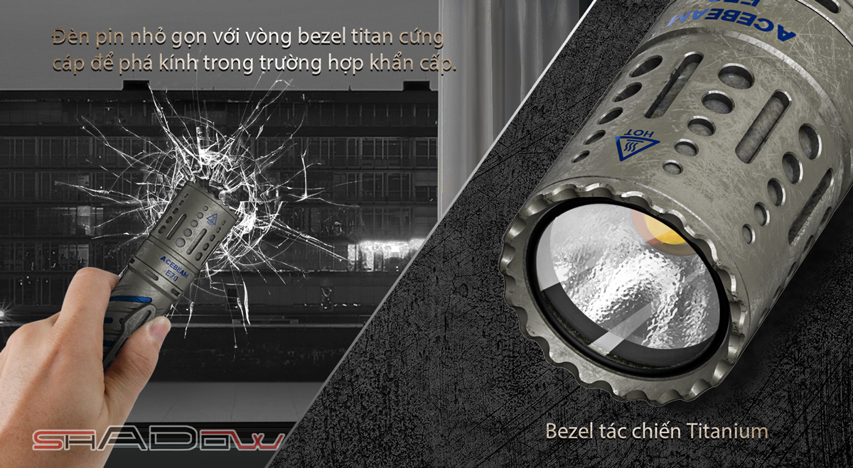 Đèn pin ACEBEAM E70 Titanium độ sáng 4000lumen chiếu xa 240m pin 21700 USB-C