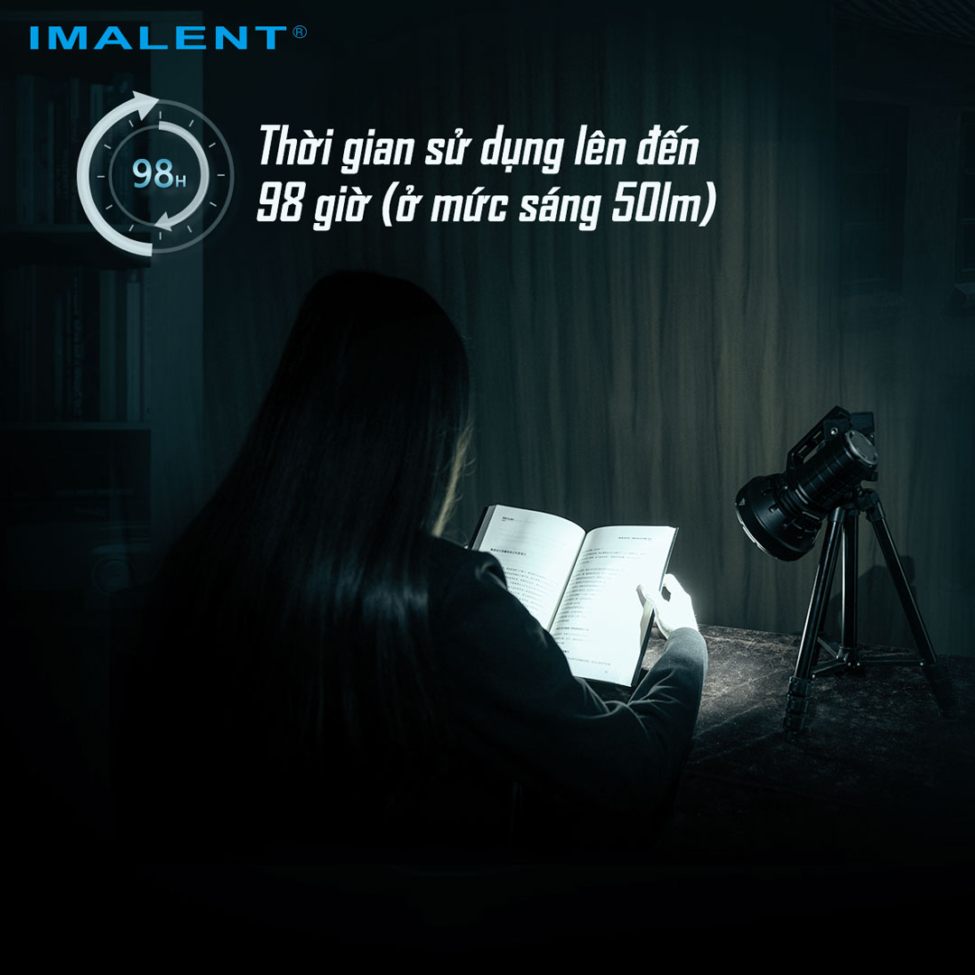 Đèn pin siêu sáng IMALENT SR16 sáng 55.000 lumen chiếu xa 1715m pack 4 pin 21700 tổng 16.000mAh sạc DC