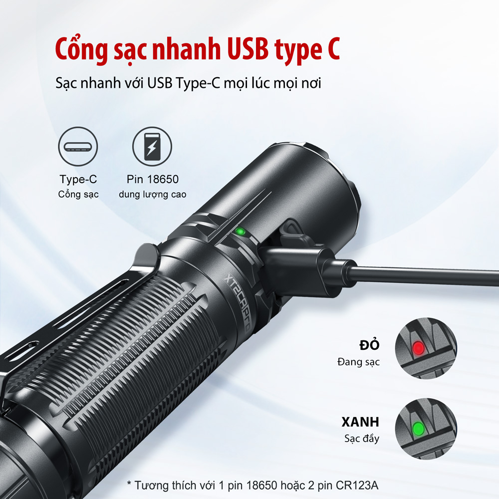 Đèn pin phản ứng nhanh KLARUS XT2CR PRO độ sáng 2100 lumen chiếu xa 240m