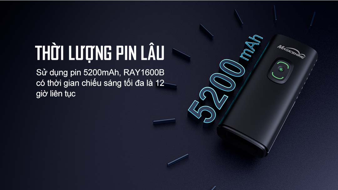 Đèn xe đạp MAGICSHINE RAY 1600B sáng 1600 lumen tương thích App điện thoại công tắc remote không dây USB-C powerbank