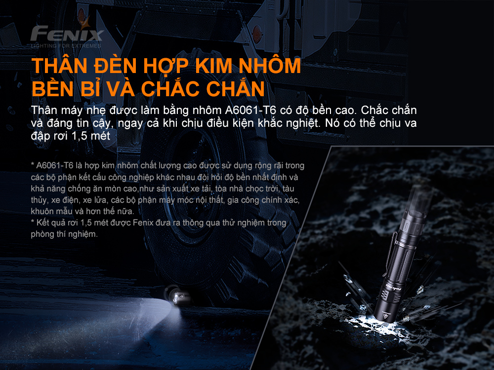Đèn pin FENIX PD32 V2.0 độ sáng 1200 lumens chiếu xa 395m pin 18650