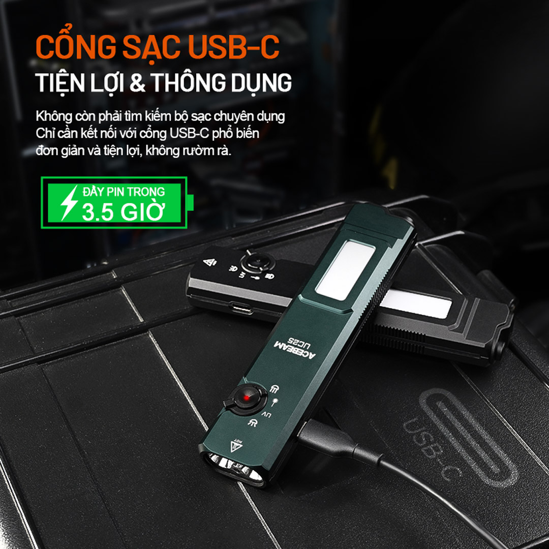 ACEBEAM UC25 – Đèn pin EDC chiến thuật đa nguồn sáng 3.100 lumen (Trắng · Laser · UV · High CRI)