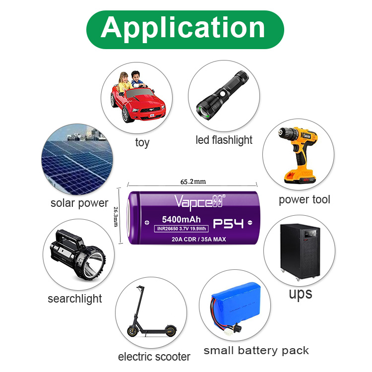 Pin sạc VAPCELL P54 26650 dung lượng 5400mAh dòng xả cao