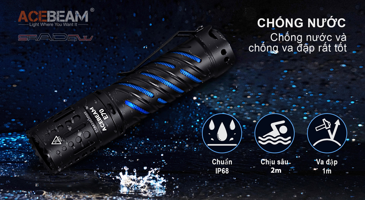 Đèn pin ACEBEAM E70 độ sáng 4600 lumen pin 21700