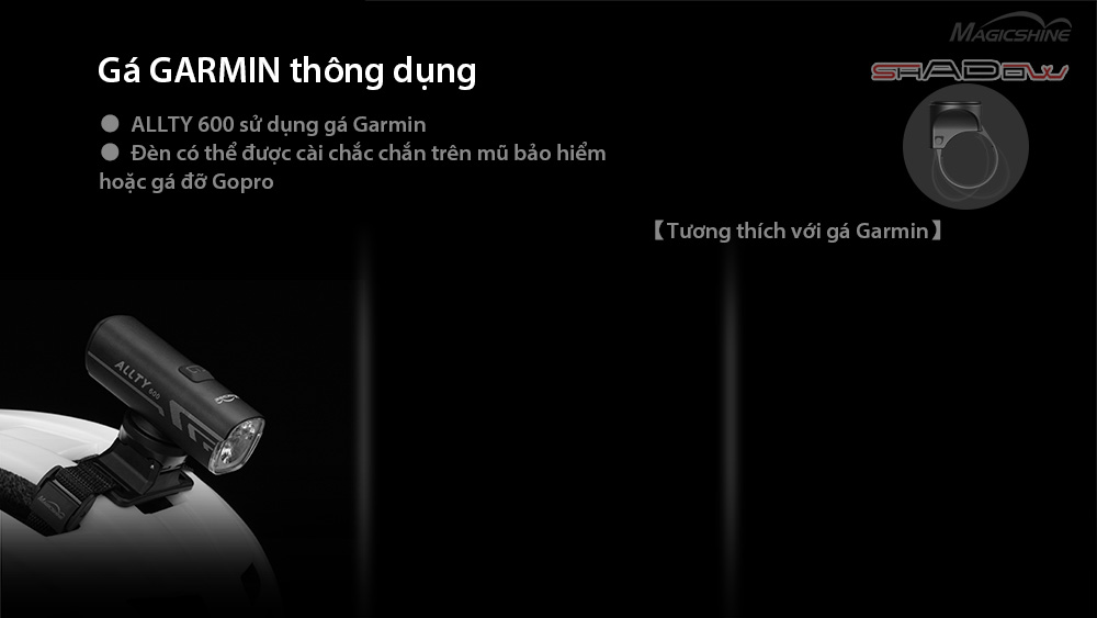 Đèn xe đạp MAGICSHINE ALLTY 600 sử dụng tốt với gá garmin