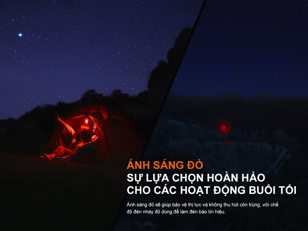 Đèn cắm trại FENIX CL22R sáng 500 lumen pin liền thân 2600mAh sạc USB-C