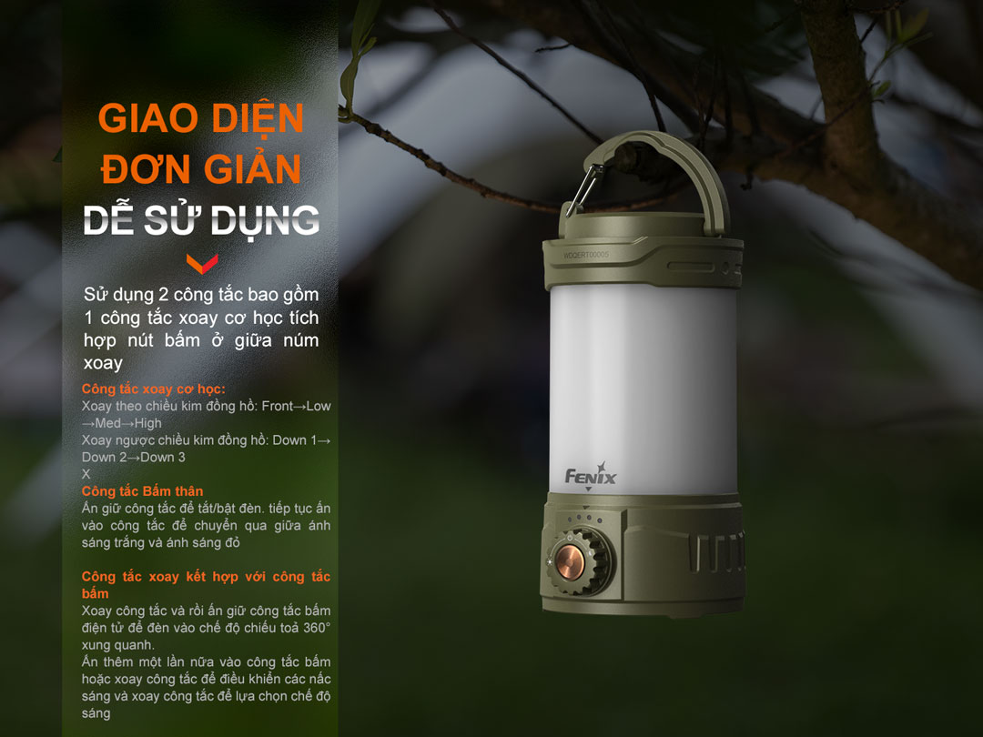 Đèn pin cắm trại FENIX CL26R Pro độ sáng 650 lumen pin 21700 sạc USB-C chiếu tỏa 360 độ USB-C Powerbank