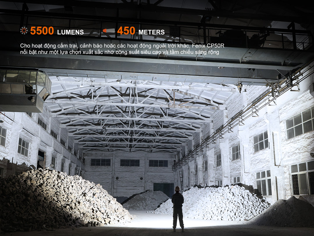 Fenix CP50R – Đèn làm việc, cắm trại, chỉnh sáng vô cấp sáng 5500lm - chiếu xa 450m