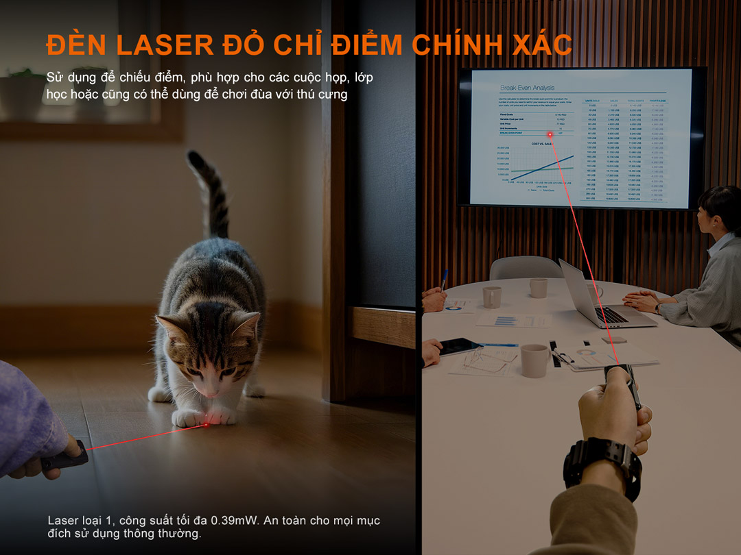 Đèn pin tích hợp laser đỏ phù hợp cho các công việc đặc thù hoặc chơi với thú cưng