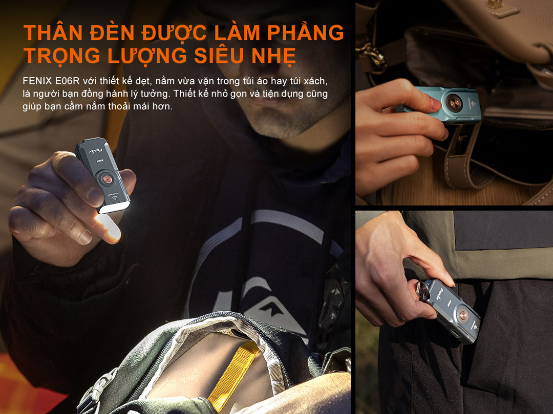 Đèn móc khoá nhỏ gọn trọng lượng 27g phù hợp để mang theo sử dụng thường xuyên